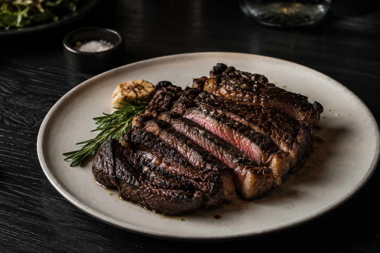 Chargrilled ribeye steak with herbs